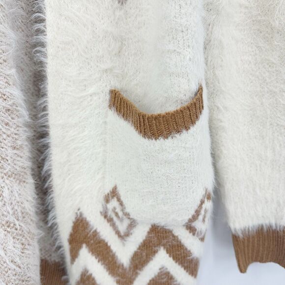 &Merci Womens Cardigan M Boho Southwestern Chevron Knit Open Front Cozy Comfy - Picture 4 of 6